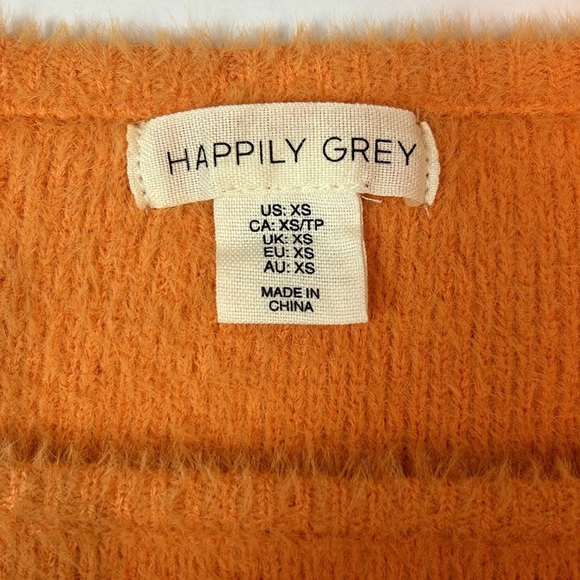 Happily Gray melon orange cropped short sleeve soft fuzzy sweater Size XS - Picture 6 of 7